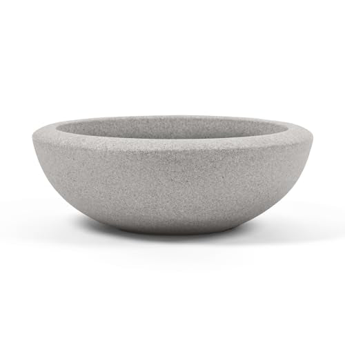 ARBORA 26" Santorini Bowl Planter - Lightweight Polyresin Large Outdoor Pot - color: Concrete Gray, size: 26" Single