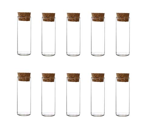 10Pcs 40ml Glass Test Tubes with Cork Stoppers Empty Refillable Clear Flat Borosilicate Glass Bottles Vials Jars for Beads Candy Storage Party Favors Lab 30 x 80mm - size: 40ml/1.4oz