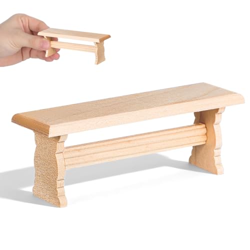Veemoon Miniature Wooden Bench 1 12 Scale Doll House Furniture Mini House Accessories for Living Room Dining Room Bedroom Decor Table and Chair Model 4.52 X 1.57 X 1.25 in