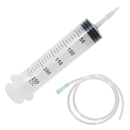 Hoypeyfiy 250ml Large Syringe ,Plastic Syringe with 40 Inches Plastic Tubing for Scientific Labs,Liquid,Plant Irrigation,Perfumes,Inks,Feeding Pets