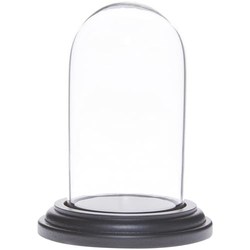 Plymor 1.85" x 3.5" Mini Glass Display Dome Cloche (Black MDF Wood Base) - color: Black Wood Base