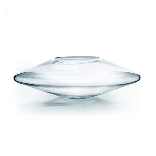 WGV UFO Bowl Glass Vase, Diameter 20", Height 6", Clear Flat Oval Round Bubble Floral Planter Terrarium for Wedding Event Home Decor, 1 Piece (VUF2006) - size: UFO Bowl 20"D
