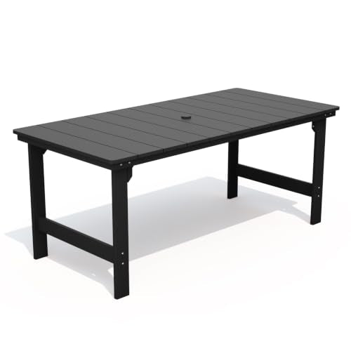THOEOE Outdoor Dining Table, Rectangular Dining Table for 5-7 Black | Outdoor Dining, Patio Furniture - color: Black, size: 1-table