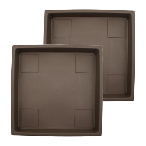 The HC Companies Accent Square Plant Pot, 11 Inch, Chocolate, 2-Pack - color: Chocolate, size: 11" (Pack of 2)