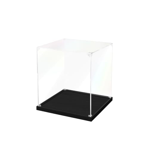 JUJOMAT Acrylic Display Case for Collectibles, Clear Box 8x8x9 in, Black - color: Black, size: 8 x 8 x 9 inches