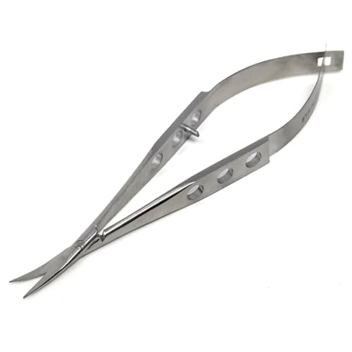 Micro Scissors with Spring Action Handle Stainless Steel Trimming Shears, 3.5" Curved Blades
