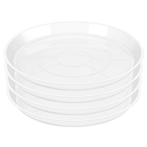 OUPSAUI 4 Pack Clear Plant Saucer 4 6 8 10 12 14 16 18 20 22 Inch Plant Trays for Pots, Plastic Extra Large Planter Saucers for Outdoors Indoors, Drip Catcher Water Tray for Plants (12 Inch) - size: 12"