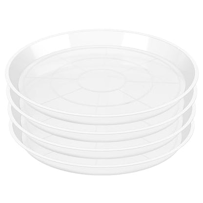 OUPSAUI 4 Pack Clear Plant Saucer 4 6 8 10 12 14 16 18 20 22 Inch Plant Trays for Pots, Plastic Extra Large Planter Saucers for Outdoors Indoors, Drip Catcher Water Tray for Plants (12 Inch) - size: 12"