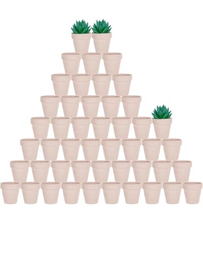 vensovo 48 Pcs 2" Tiny Terracotta Pots with Drainage,Pink Clay Pot - color: Pink