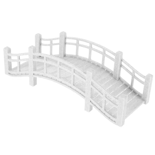 IMIKEYA Miniature Arch Bridge for Fairy Garden, Landscape Crafts, Dollhouse Accessory - Resin White Miniature Garden Bridge Ornament