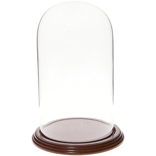Plymor 5.5" x 10" Glass Display Dome Cloche (Walnut Veneer Base) - color: Walnut Veneer Base