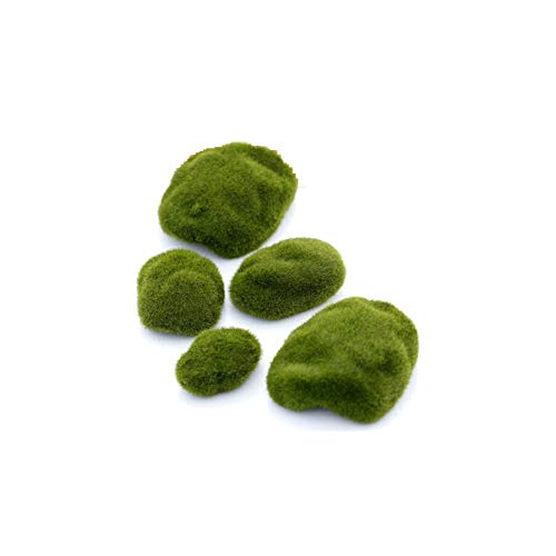 6 Pieces Artificial Moss Rocks Moss Stone Decorative Flocking Stone Faux Green Moss Covered Stones for Floral Arrangements Micro Landscape Decoration Accessories Fairy Gardens DIY Crafting(6CM/2.4)