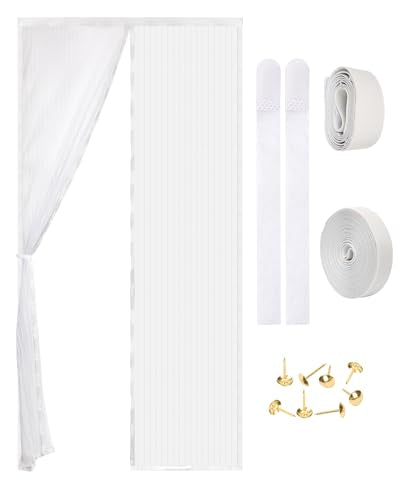 Magnetic Screen Door - Self Sealing, Heavy Duty, Hands Free Mesh Partition Keeps Bugs Out Let Breeze in- Pet and Kid Friendly - Keep Open Feature (White, Fit Door Size 34 x 80 Inch) - color: White, size: Fit Door Size 34 x 80 Inch