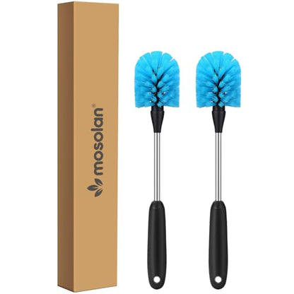 MOSOLAN Stainless Steel Water Bottle Cleaning Scrubbing Brush, 13 in | 2 Pack, Long Handle, Non-Slip, Cleaning Sport Bottles, Baby Bottles, Cups, Coffee Mugs, Glasswares, Wine Decanters, Flask - size: 13 Inch (Pack of 2)