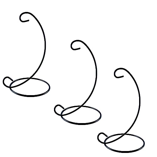 Tall Ornament Display Stands 3 Pack, Black Wrought Iron Style Hanging Stand, 13 Inch Metal Ornament Hangers for Christmas Ornaments, Glass Globes, Terrariums, Lanterns, Air Plants, Keepsakes & Holiday Decor