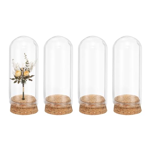 uxcell 12Pcs Glass Display Dome, 1.2" x 2.8" Clear Cloche Glass Dome Decorative Bell Jar with Cork for Collectibles Display Candle Tabletop Centerpiece Plants Wedding, Transparent - size: 1.2" x 2.8"