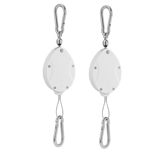 2025 Upgraded Heavy-Duty Retractable Plant Pulleys – Adjustable Stainless Steel Rope Hangers for Hanging Baskets, Auto-Locking Plant Holders, and Bird Feeders (2, White) - color: White