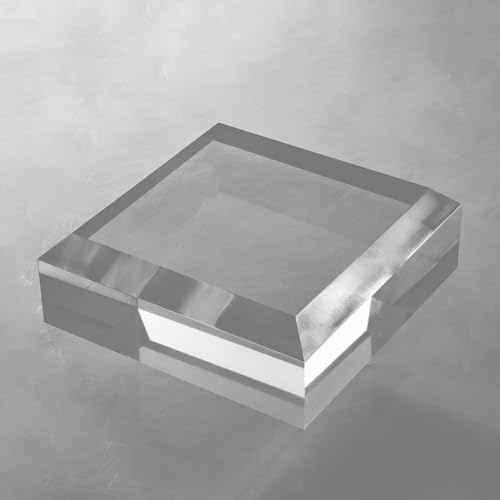CiaoHER 2in Thickness Beveled Solid Acrylic Display Block Clear Polished Pedestal Stand Riser Solid Base (6x6) - size: 6x6