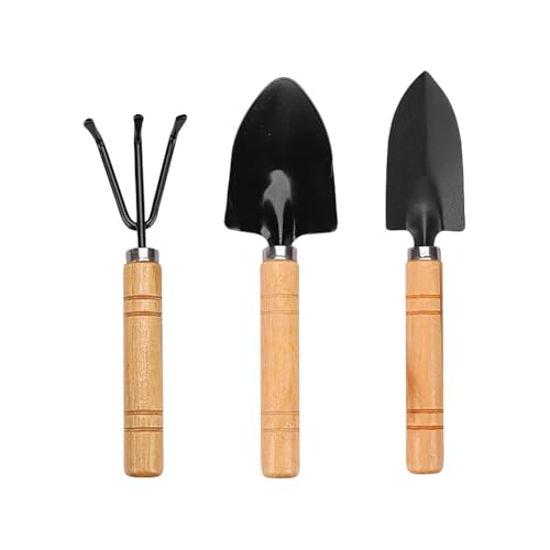 3 Pcs Mini Garden Hand Shovel and Rake Small Gardening Trowel Spade Bonsai Soil Rake Planting Soil Shovel Indoor Plant Potting Shovel Portable Garden Hand Tool