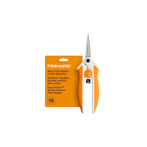 Fiskars 6" Easy Action Micro-Tip Scissors, Sewing, Arts & Crafts Tools | No. 5 Precision Cutting Stainless Steel Blades, SoftGrip Handles for Comfort, Spring-Assisted Handle Reduces Hand Fatigue - style: Micro-Tip Stainless Steel Easy Action