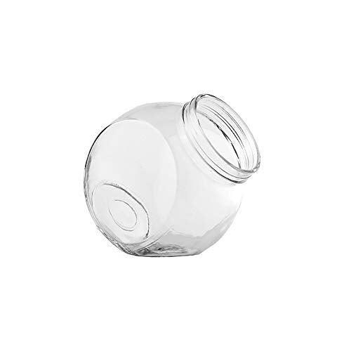 WGV Tilted Cookie Jar, Tilt Length 7", Tilt Height 6", Width 4.3", Clear Glass Vase Planter Terrarium Floral Container Candy Fruit Storage for Event Ofice Home Decor (No Lid) 1 Piece