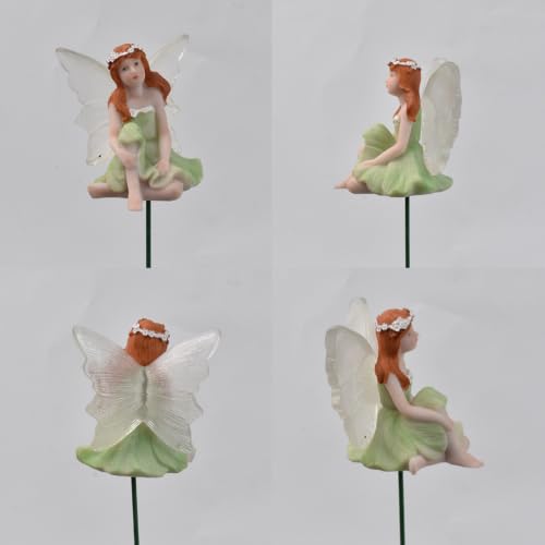 4 PCS Fairy Garden Decor Fairies, Glow in The Dark Yard Sculpture Lawn Ornament Mini Garden Art Outdoor Decor Accessories (4 Glow Fairy) - style: 4 Glow Fairy