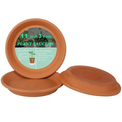 vensovo 11 Inch Terracotta Plant Saucer Pots Tray - 3 Pcs Round Planter Saucers for Indoor & Outdoor Plants, Large Clay Trays Perfect for 10,10.5,11 Inch Flower Pot | 3 pack large terracotta planter saucers for 11 and 11.5 inch flower pots, ideal for catc