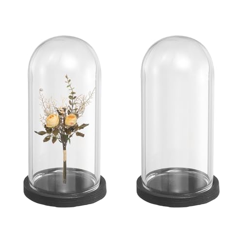 uxcell 2pcs Glass Display Dome 1.4"x2.9" Clear Cloche Glass Dome Bell Black - color: Black, size: 1.4x2.9"