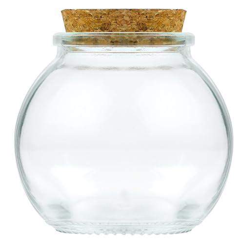 FJNATINH Small Jars Round Glass Bottle with Cork Lid, 100ml (Round) - style: Round Bottle