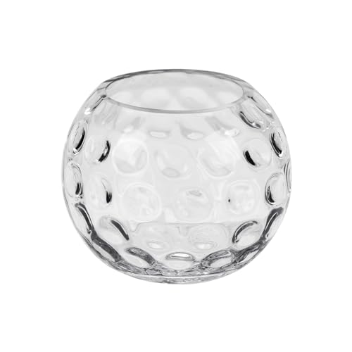 6.3" Dia Handmade Sturdy Dimpled Bubble Glass Vases, Bubble Planter Terrarium, Bud Vase, Fish Bowl Hurricane, Globe Flower Vase, Hurricane Candle Holder (6.3"x5.1", Bowl) - size: 6.3"x5.1"
