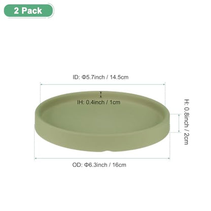 M METERXITY 2-Pack Ceramic Plant Saucer, 6.3 Inch Plant Water Catcher Tray, Plant Pot Saucers for Indoor/Outdoor Plants/Flower Drainage Drip Water Tray [Round Dark Green] - color: Dark Green