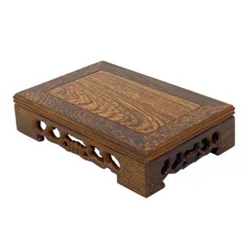 Wooden Display Stand, Rectangular Solid Wood Hand Carved Base for Bonsai Buddha Statue Odd Stone, with Elegant Artistic Ambience for Home Office Exhibition (Large 35.83x15.75in) - size: Large 35.83x15.75in