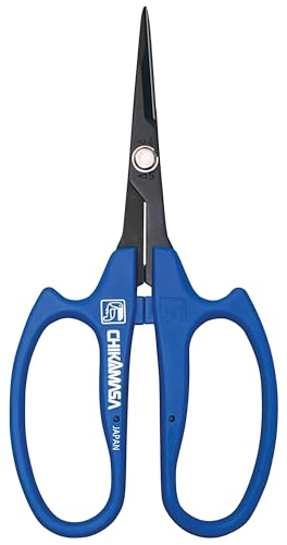 CHIKAMASA B-600SLUFB, The Precise Specialty Trimming Scissors, S/S L-Shape Blade, Fluorine Coating, for trimming plants and grapes, excellent for narrow stem-thinning inside closed and tangled spaces.