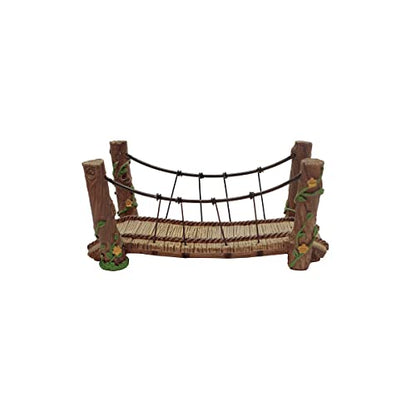 Rope Wooden Bridge Outdoor Fairy Garden Ornament Miniature Dollhouse Decor Accessory