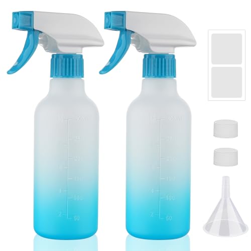 12oz HDPE Spray Bottles 2 Pack, Adjustable Mist Stream Containers - color: Blue, size: 12oz