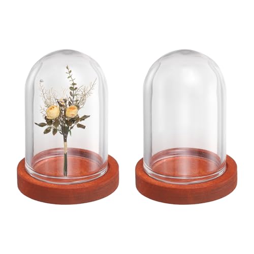 uxcell 2pcs Glass Display Dome 1"x1.3" Clear Cloche Glass Dome Bell Jar Red - color: Red, size: 1x1.3"
