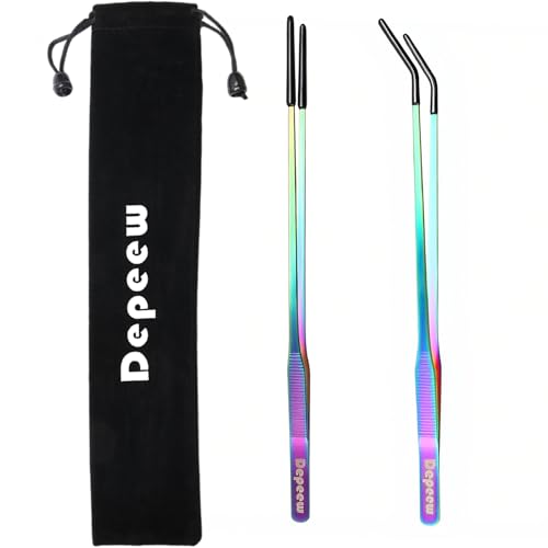 Reptile Feeding Tongs, Stainless Steel Long Tweezers Set (Colorful) - color: Colorful