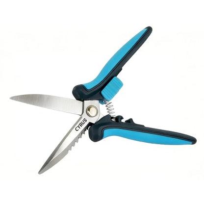 8 Inch Serrated Straight Pruning Snips Carbon Steel Floral Scissors Cutters | Extended Sharp Serrated Blades, Spring Rebound, Non-Slip Grips, For Garden, Hydroponics And Grow Tent Plant Care - style: Pruning Snip 2