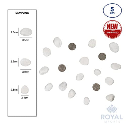 Royal Imports River Rocks, Aquarium Gravel – White 1"- 1.5" - 5 lbs | Decorative Ornamental Vase Filler Pebbles for Potted Plants, Terrariums, Vases, Succulents, Fish Tank Gravel, DIY & Crafting - size: Medium - 5 lbs, style: White