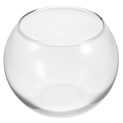 Baluue Glass Fish Bowl 4.72 X 3.54 in Round Bubble Bowl for Fish Plants Flowers Shells and Crafts Clear Desktop Vase Terrarium for Home Office Shelf Decor - size: 12.00X12.00X9.00CM