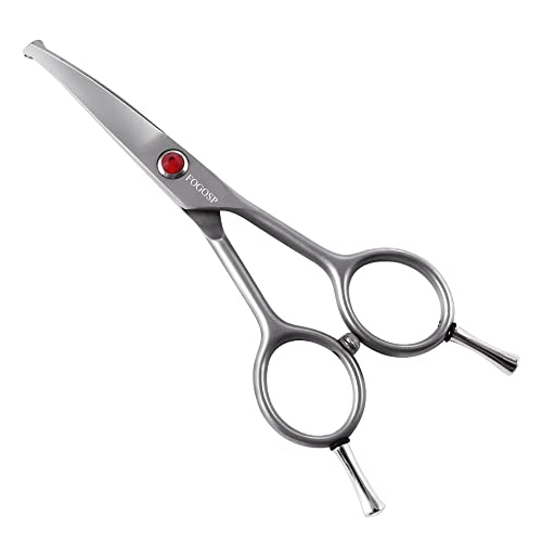 4.5" Curved Dog Scissors for Grooming Face and Paws with Safety Round Tip for Small Dogs Face Paw Ears Trimmer Professional Small Cat Grooming Shears (4.5" Curved, Gray) - size: 4.5 inch, style: Curved Shears