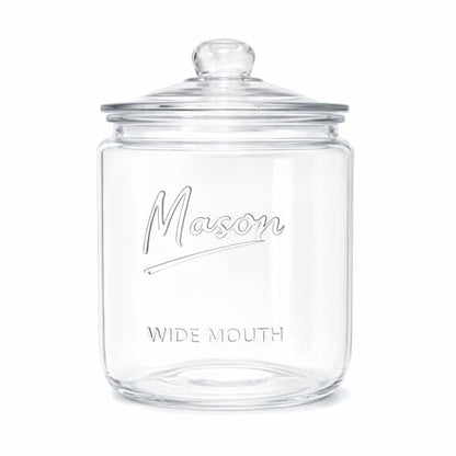 1 Gallon Mason Glass Jar with Lid – Wide Mouth Glass Storage Jar with Airtight Lid, Kitchen Pantry Container with Measurement Markings for Cookies, Candy, Flour Jar, Sugar & Dog Treats - size: Pack of 1