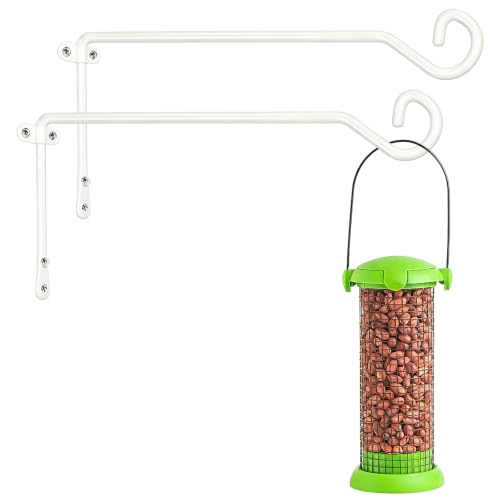 2 Plant Hanger Wall Hook, Heavy Duty Metal Plant Hangers Outdoor Holds Up to 40 lb, Hooks for Hanging for Hanging Plants Indoor Outdoor Patio Garden （13.3IN White） - color: White, size: 13.3 IN-Curved Hook