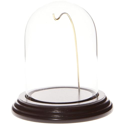 Plymor 3" x 4" Watch Glass Display Dome Cloche - color: Mahogany Base / Gold Wire