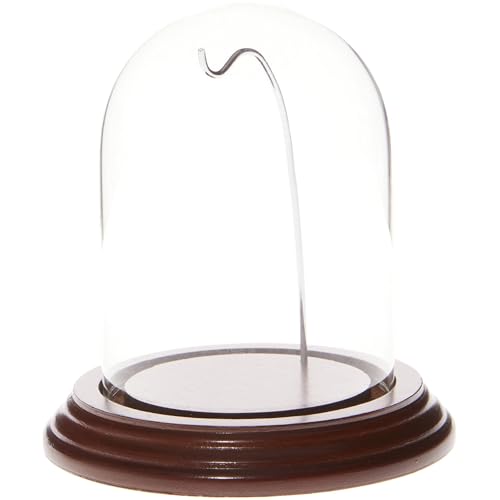 Plymor 3" x 4" Watch Glass Display Dome Cloche - color: Walnut Base / Silver Wire