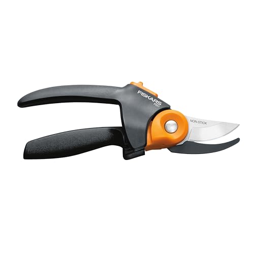 Fiskars PowerGear2 Bypass Pruning Shears, 3/4" Cut Capacity Garden Clippers | Patented Gear Technology Multiplies Power, Contoured Rolling Handle Reduces Hand Fatigue, Low-Friction Coated Steel Blade - size: PowerGear2