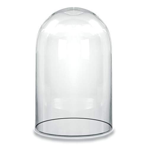 CYS EXCEL Tall Glass Cloche Dome (H:15" D:9.75") | Multiple Sizes Decorative Showcase Display for Antique Collectibles | Bell Jar Terrarium & Dessert Cover - size: H-15" D-9.75"