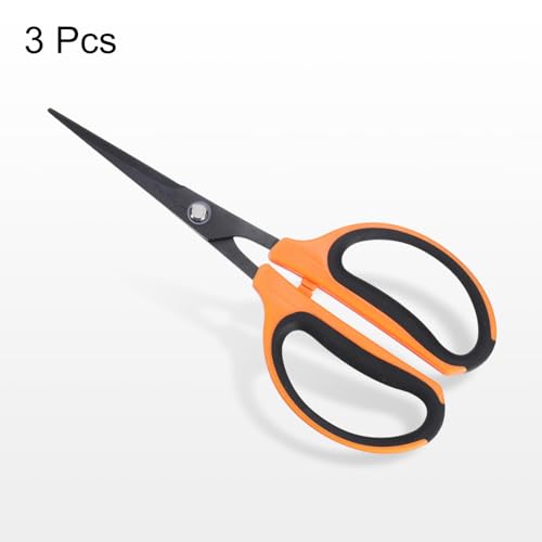 HARFINGTON 3pcs Trimming Scissors 7.2" Stainless Steel Garden Shears with Non-Stick Coating & Straight Precision Blade Hand Pruning Snips for Cutting Flowers