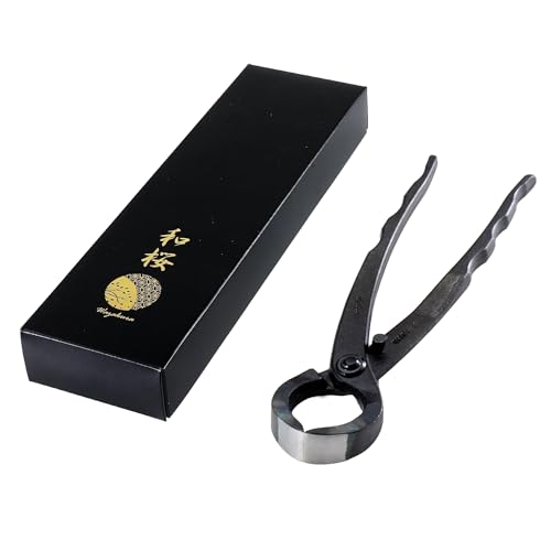 Wazakura Hand Forged Bonsai Root Cutter MADE IN JAPAN 6.7 inch (170 mm), Black Carbon Steel Bonsai Tree Cutter for Branch and Roots, Multipurpose Japanese Gardening Tools (Wave-Grip) - color: Wave-grip