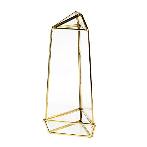 WGV Geometric Terrarium, Width 4", Height 11.5", Clear DIY Succulent Planter Short Triangular Oblisk Set Gold Metal Frame for Home Office Garden Outdoor Decoration, 1 Piece - size: Large Oblisk (Gold)